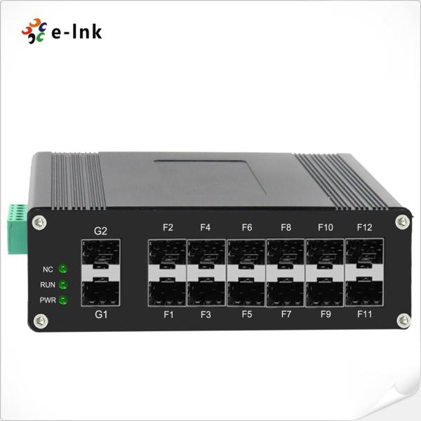 Comutador de fibra de vidro industrial L2+ gerenciado com 12 portas 1000X SFP + 2 portas 1000X SFP
