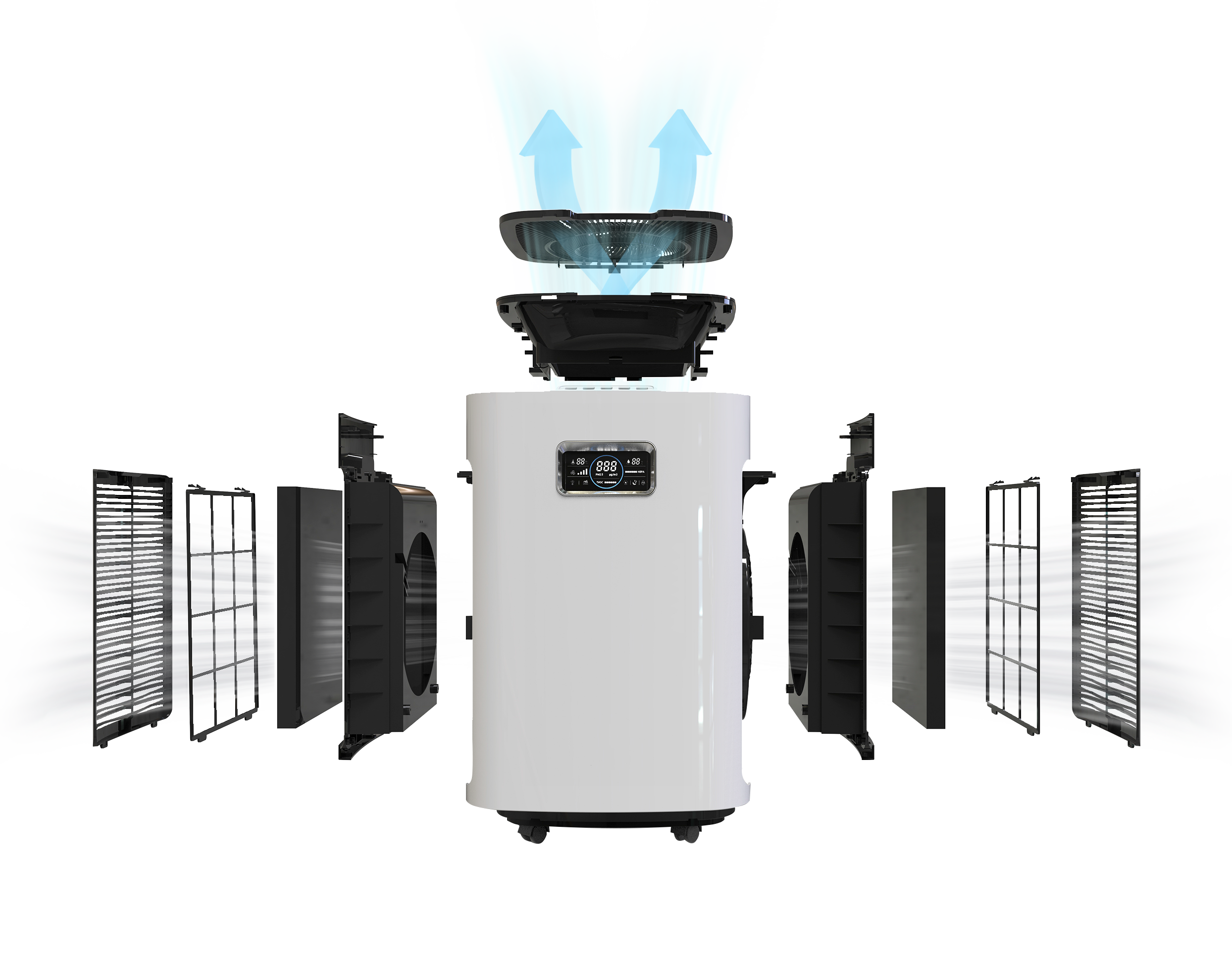 двойник очистителя WIFI воздуха терапевтики сотрудника военно-медицинской службы 800m3/h встал на сторону