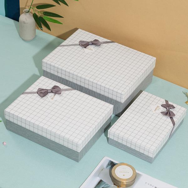 High End Square Gift Box With Bow Rigid Lid And Base Packaging For Special Occasions
