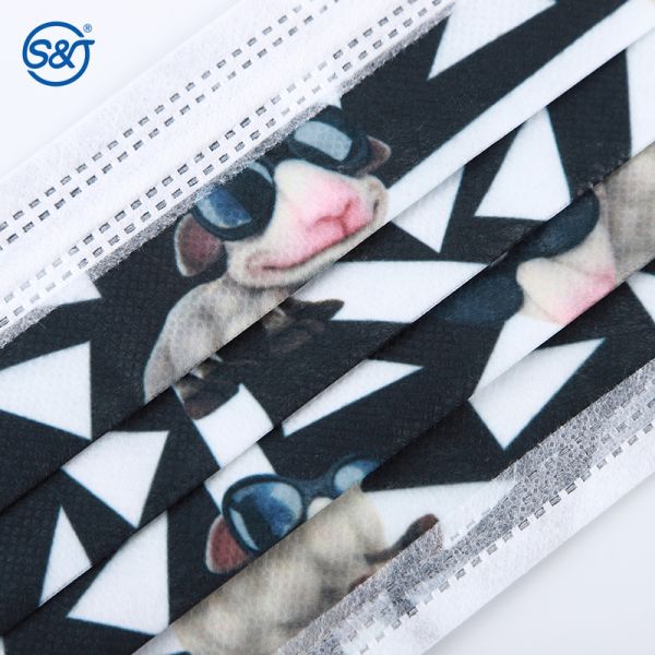 S&J Protective Disposable Printed Face Mask Custom Print Ear Loop Daily Use Kids and Adult Size Print Face Mask