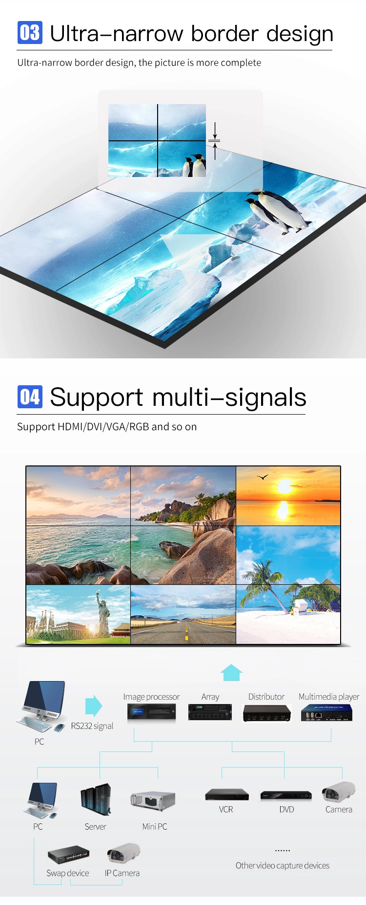46 Inch Samsung Panel 2X2 3X3 LCD Splicing Video Wall