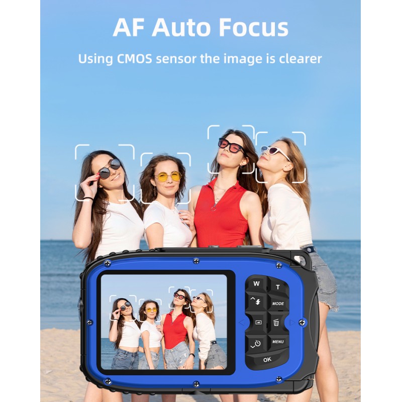 Retro HD 1080P Waterproof Camera 2.4 Inch Screen IP68 5M Waterproof Auto Focus 4X Digital Zoom Underwater Camera for Diving