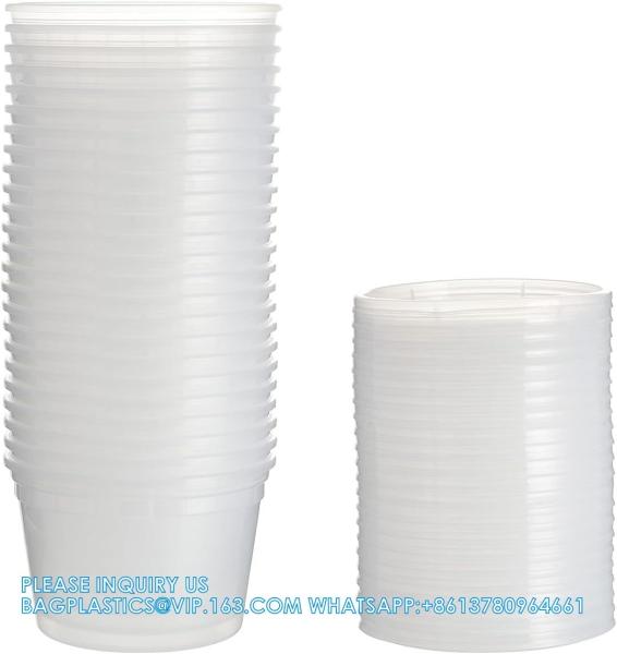 16oz. Plastic Deli Food Storage Containers With Plastic Lids, Disposable Togo Containers For Soup, Meal Prep