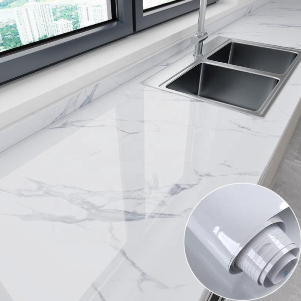 ECO White Marble Effect Wallpaper 10m Waterproof Oil Proof Wallpaper