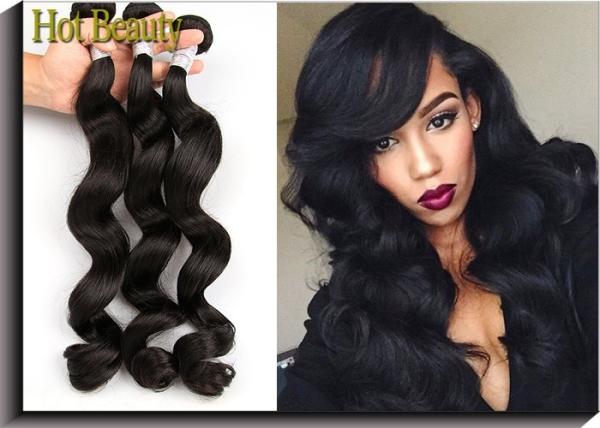 6A Grade Black Virgin Human Hair Extensions Natural Wave Full Head Bundles