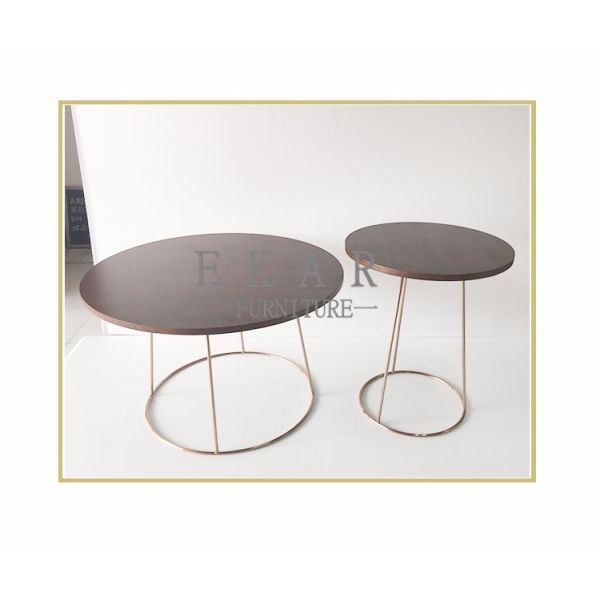 Modern Fashionable Round Metal and Walnut Coffee Table