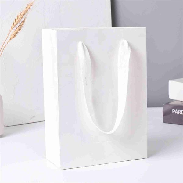 Kuaima FSC Jewelry plain White Shopping Paper Gift Bags With Handles