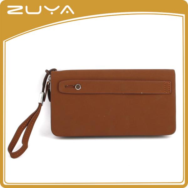 AI CAD 20.2x10.5cm Mens PU Leather Wallet Men Clutch 3cm Thick With Wristlet