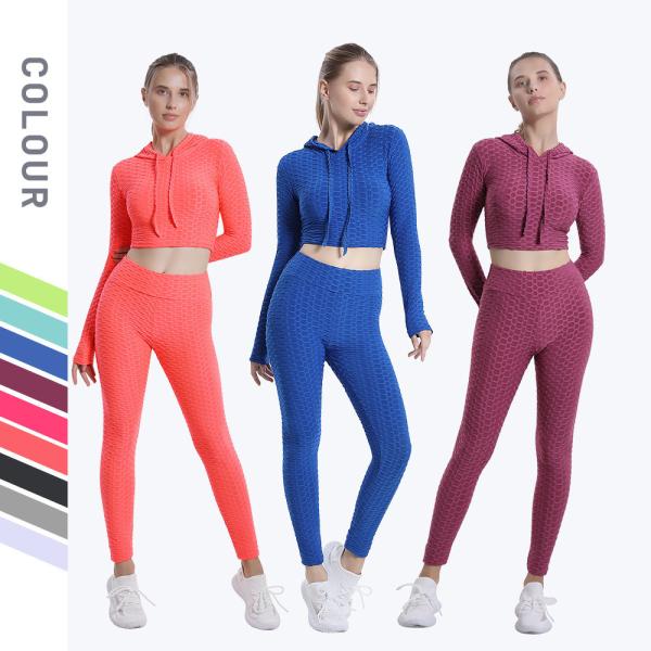                  Yoga Wear Women Hooded Top Pants Sports Yoga Suit Running Yoga Fitness Wear             
