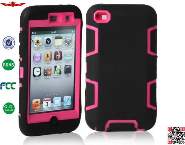 Hot Selling 100% Quality Guaranteed 3 in 1 Hybrid Silicone+PC Cover Cases For Ipod Touch 4