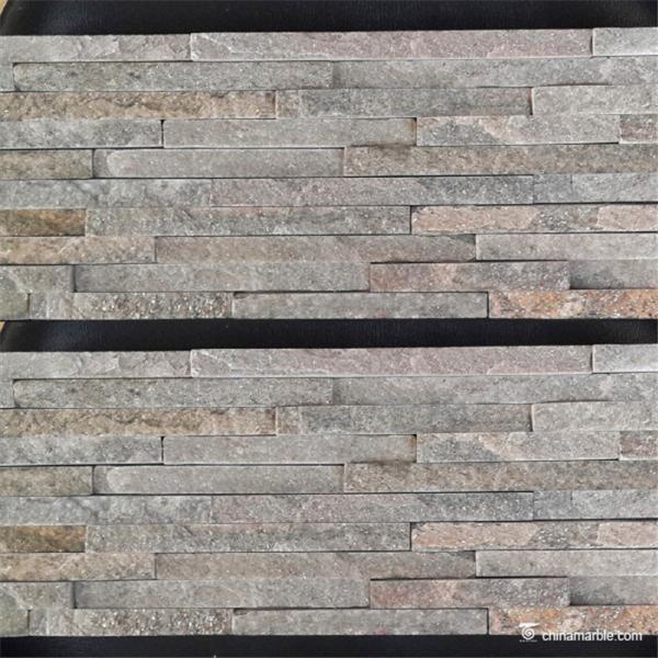 Gray And  Pink Quartzite Thin Stone Veneer Panels Decorative Building Material