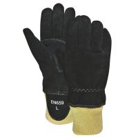 Sapador-bombeiro Work Gloves Cowsplit do certificado EN659 e estilo da correia de Kevalr