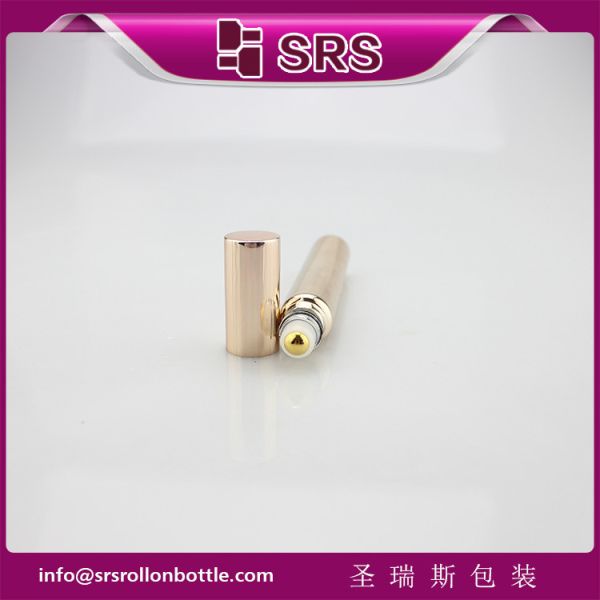 15ml 17mm diameter metalized rose gold glass bottle with real gold ball and aluminum cap.