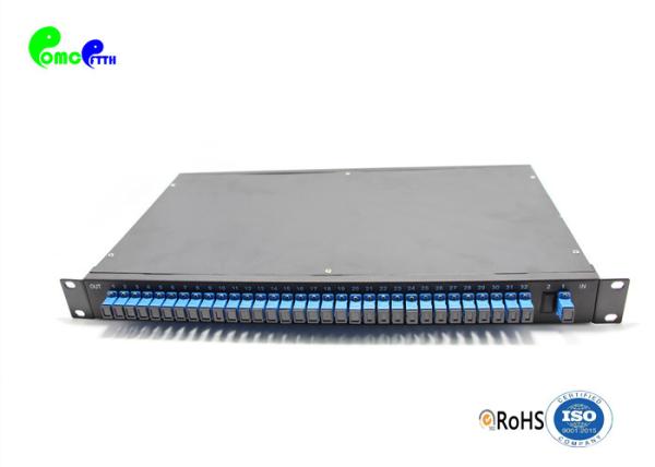 Rack Mounted 9 / 125μm 1310nm 1*32 PLC Splitter With SC UPC Connector