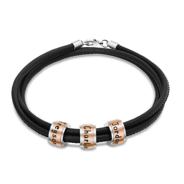 75MM 304 homens de couro de aço inoxidável gravou braceletes