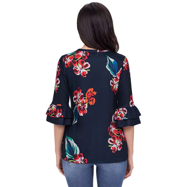 Women Fasion 2018 New Arrival Woman Top Belled Sleeve Shirts Floral Casual Tops