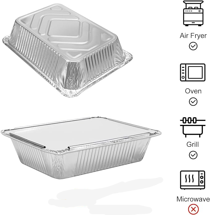 Caja de comida de papel de aluminio plateado para almacenamiento de alimentos y para llevar 890cc