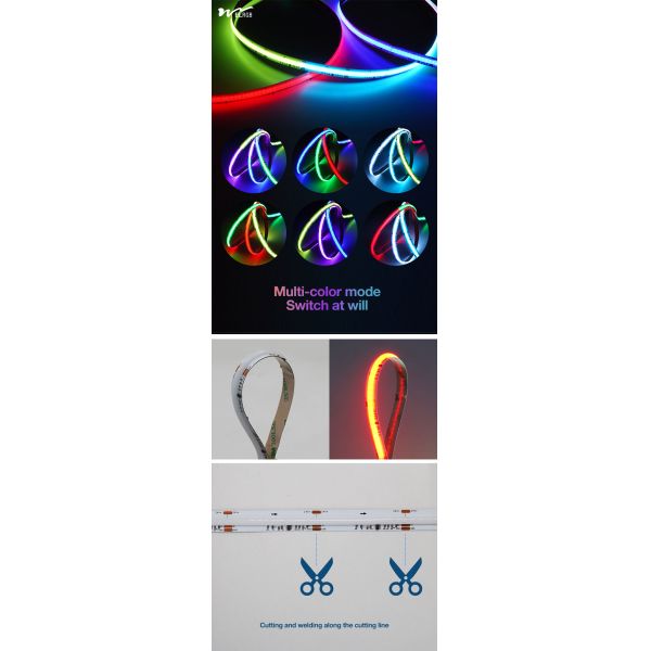 840Leds/M 24V IP65 водонепроницаемый гибкий RGB светодиодный светодиод с голосовым управлением и 3-