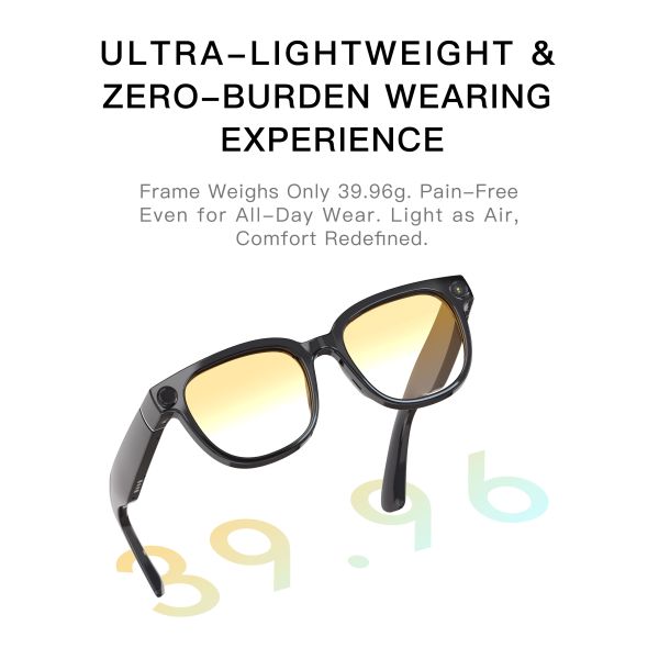 AG66 AI Translation Smart Glasses 13MP Camera Real-time Recognition for Voice Call IP54 Waterproof Customizable APP Voice