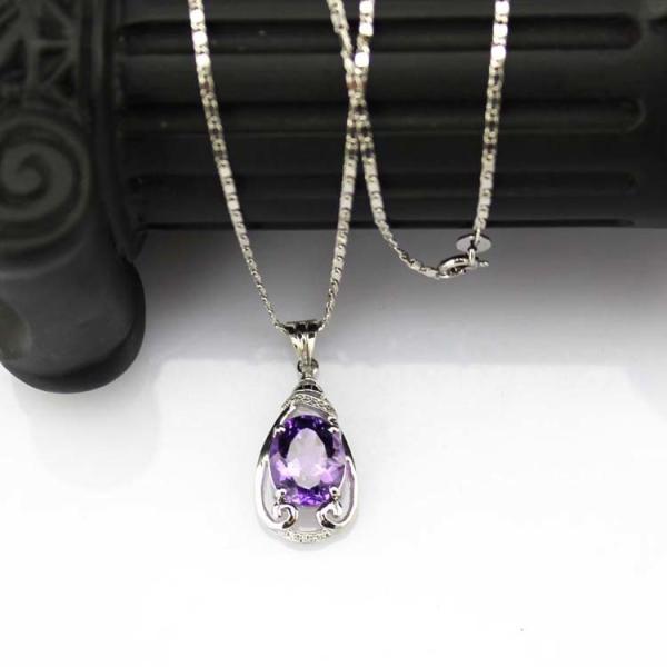 925 Silver Jewelry 9mmx11mm Amethyat  Cubic Zircon Pendant(PSJ0406)