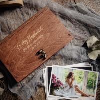 Boîte à photos d'album en bois Boîte à photos de mariage pour cadeau de mariage/photographie/promotion de l'entreprise