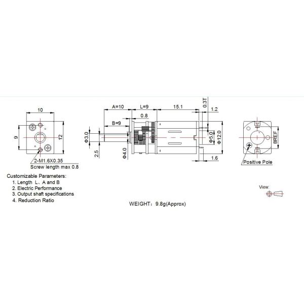12mm Metal Gear DC Motor , N20 Micro Gear Motor For Door Lock / Smart Lock