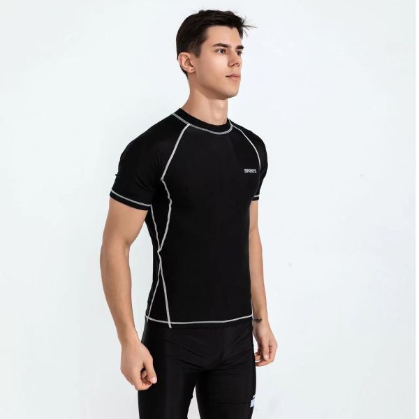 Купальник простых двухкусочных людей не доходя Sleeved мужской плавая костюм