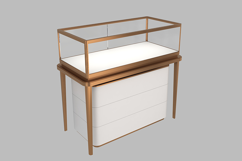 Modern Jewelry Island Display Counter with Built-in LED Light Lockable Storage