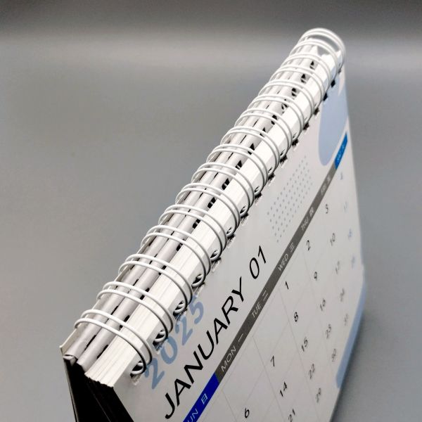 High Quality Customizable Double Spiral Wall and Desk Calendar Paper Material with Time Display Logo Printing for Use As a Table