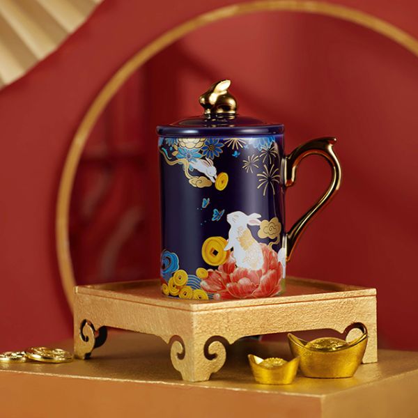 Готовы к отправке на складе По заказ 3D керамическая кружка 3D голубая кружка с золотой ручкой Домашний чай праздничный подарок