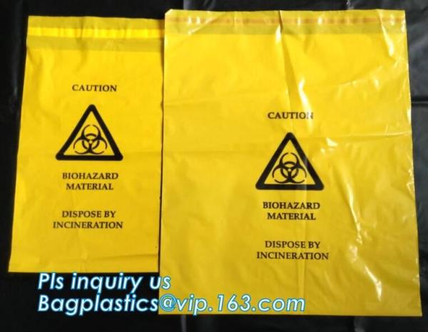 self seal adhesive biohazard waste bags clinical resealable hazardous removal bag, Sealing Tape Biohazard Waste Bags