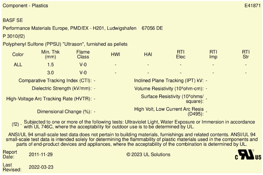 Сопротивление высокой жары 25KG/Bag BASF PPSU Ultrason p 3010 прозрачное