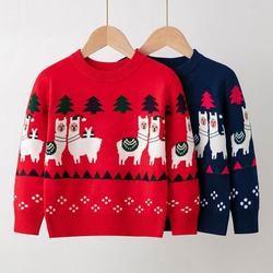 customized 100% cotton cartoon jacquard kids christmas sweater knit jumpers unisex christmas sweaters for kids