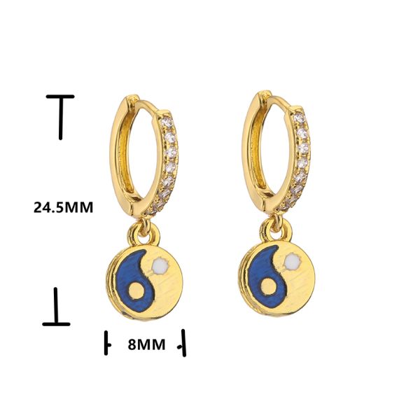 Enamel Rhinestone Hoop Earrings
