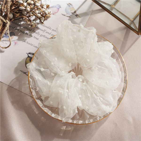 Summer net yarn hairball grenadine scrunchies bowel scroller ins wind girls pink red headwears Yiwu accessories