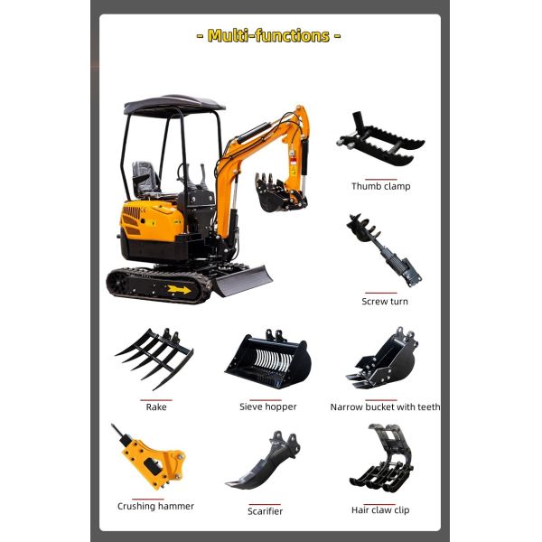 1.3 Tons Mini Digger Excavator All In One Compact Crawler Excavator 7.6kw 0.025m3