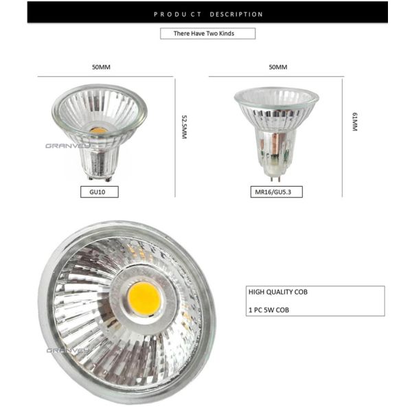 IP52 LED Spotlight Bulbs Gu10 , 5 Watt LED Indoor Spotlight Bulbs CE Approval