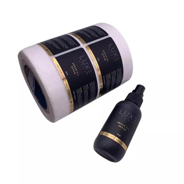 Deluxe Gold Foil Self Adhesive Sticker Cosmetic Label For Glass Drip Bottle