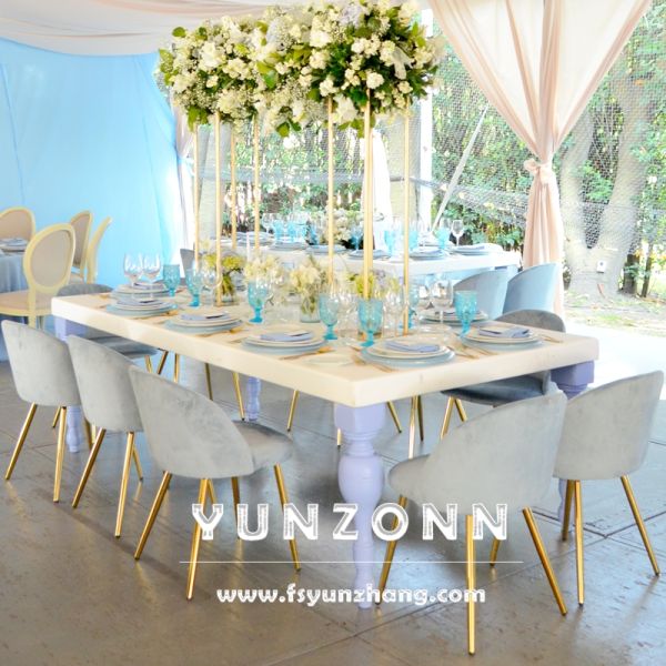 Luxury Modern Silla Rosa Wedding Chair Elegant Candy Color Fabric Design with Gold Metal Leg for Outdoor Hotel Use