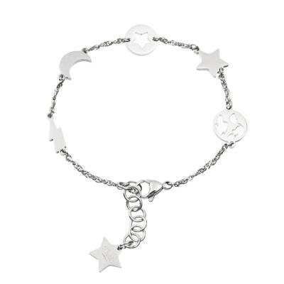 O bracelete de aço inoxidável do elo de corrente da lua das estrelas encanta à moda para mulheres