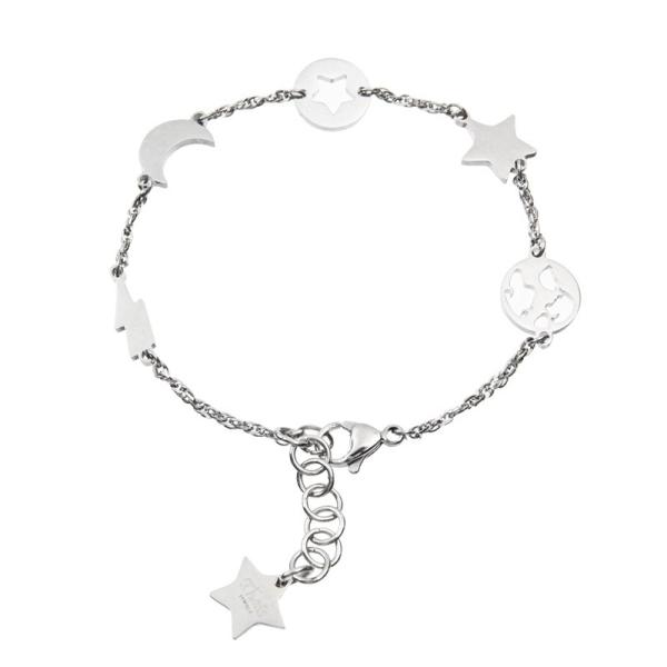 O bracelete de aço inoxidável do elo de corrente da lua das estrelas encanta à moda para mulheres