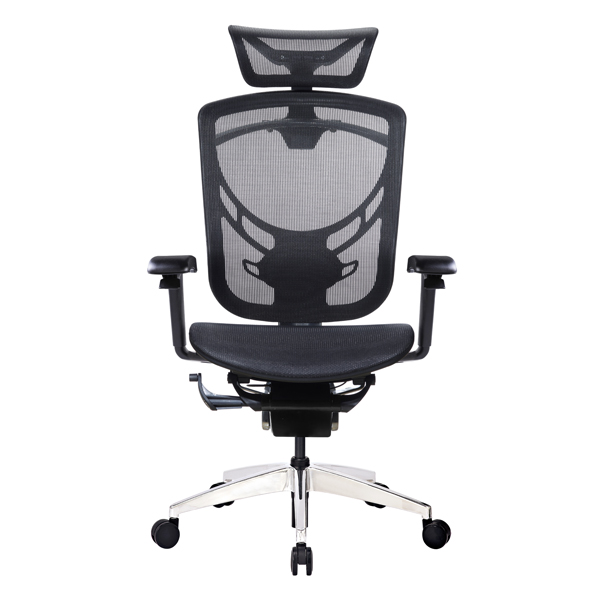 3D Headrest Chromed Ergonomic Executive Chair 4D Swivel Office Seating