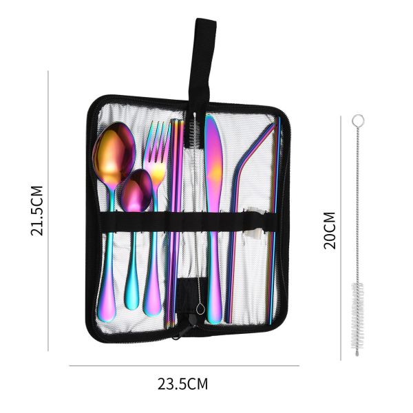Легкий и многоразовый набор столовых приборов из нержавеющей стали для кемпинга 10 штук