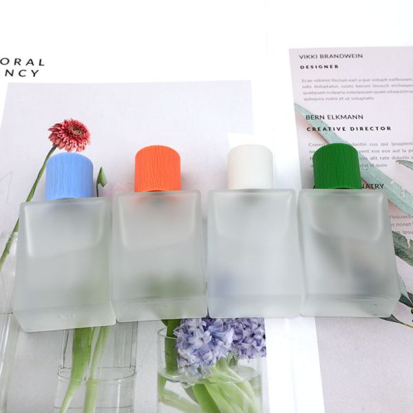 Wholesale Spot Perfume Bottle Transparent Frosted Perfume Bottle Wood Grain Cover Glass Perfume Bottle Subpackage Glass