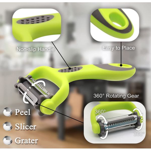 Ротатабельная посуда Peeler 3 нержавеющей стали в 1 для овоща картошки