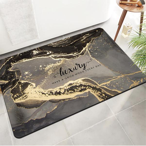 Teste padrão de mármore luxuoso claro 40*60cm do tapete impermeável macio do banheiro da lama da diatomácea