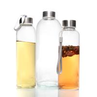 Botellas de vidrio Eco-friendly Bpa libre tapa de acero inoxidable 500ml Botella de agua de vidrio para beber