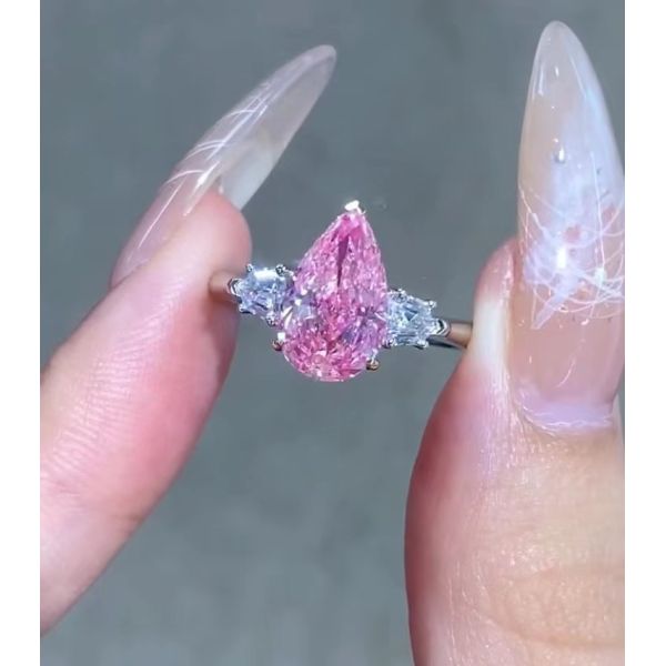 Pear Pink 2 Carat Lab Made Diamond Engagement Rings