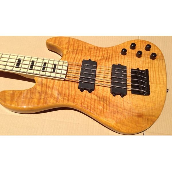 Flame maple 5 string electric bass guitar with ashwood body 20 tone position maple fingerboard free shipping