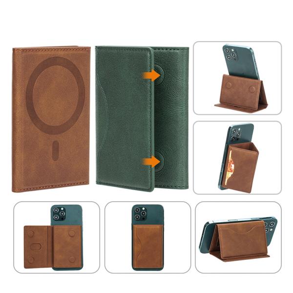 Flip iPhone Leather Wallet Luxury Magsafe Card Holder Stand OEM / ODM For IPhone